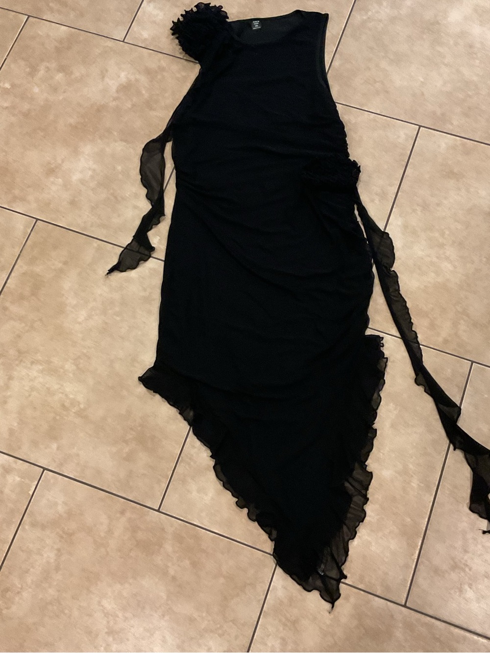 Black Asymmetric Ruffle Evening Dress Shein Curve Y2K Vibe